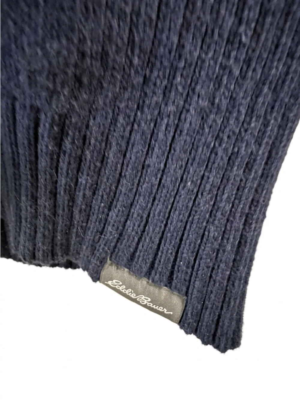 Eddie Bauer Men's Blue Cotton Quarter Zip Sweater Medium Office Business Casual
